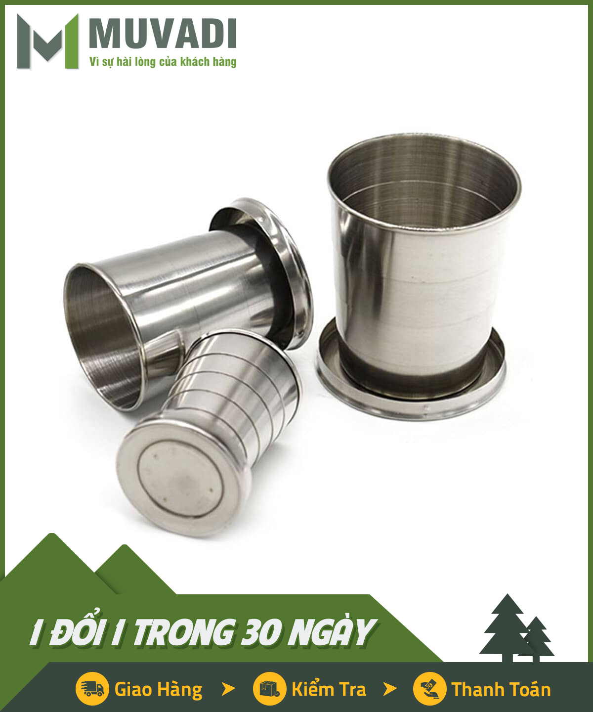 Cốc Inox Xếp Gọn Bỏ Túi Du Lịch Dã Ngoại